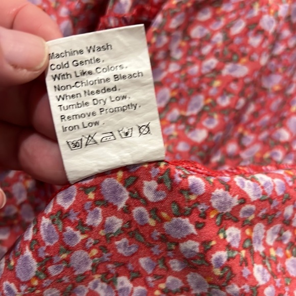 Fashion Floral Red Dress Tier Skirt Long Length Size XL - Picture 8 of 8